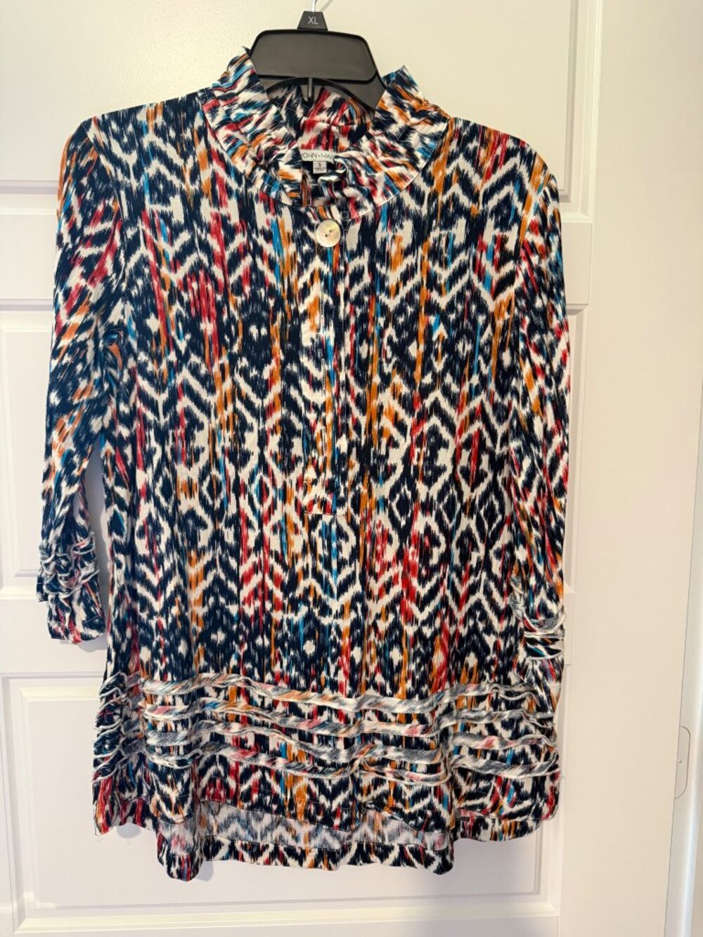 John Mark Multicolor Ikat Print Blouse Small